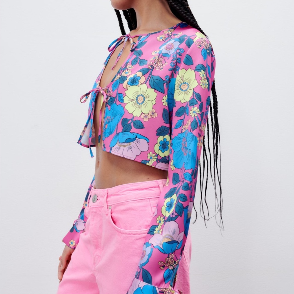 ZARA Satin Effect Printed Top